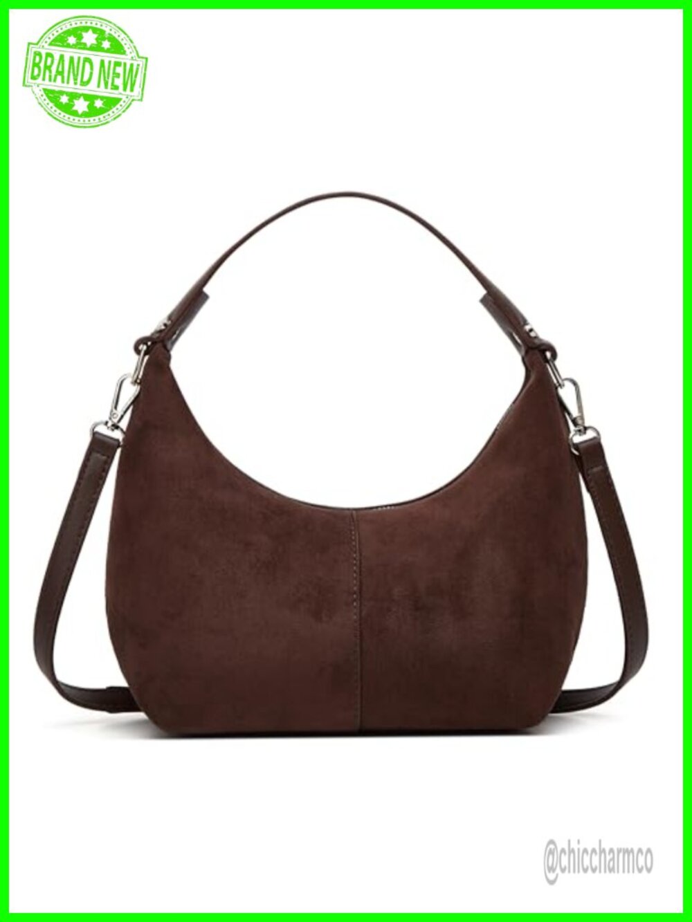 Faux Suede Crescent Tote Bag Shoulder Crossbody Purse